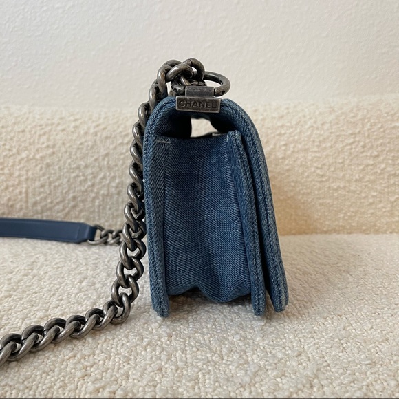 Chanel Denim Blue Quilted Small Boy Flap Purse Crossbody - Picture 12 of 16